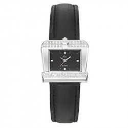Ženski girl only kvadratni modni crni ručni sat sa crnim kožnim kaišem ( 697565 ) - Img 1
