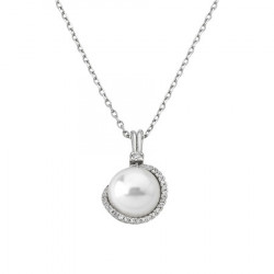 Ženski majorica exquisite srebrni lančić sa belim bisernim priveskom sa kristalima 12 mm ( 15877.01.2 000.010.1 ) - Img 3