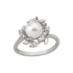 Ženski majorica romance beli biserni srebrni prsten sa kristalima 8 mm 55 mm ( 16040.01.2 915.010.1 ) - Img 4