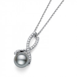 Ženski oliver weber wait crystal grey pearl lančić sa sivim swarowski perla priveskom ( 11663r )