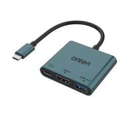 Adapter usb type-c na hdmi (zenski) 4k 30hz + usb 3.0 5gbps + usb type-c pd 3.0 100w 13cm (otn-9175) onten ( AD489 )