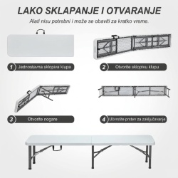 Alberg Klupa na sklapanje 180x30x43cm sa metalnom konstrukcijom ( AL-KL180 )