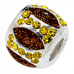 Amore baci glamour pave Žuti srebrni privezak sa swarovski kristalom za narukvicu ( 24706 ) - Img 1
