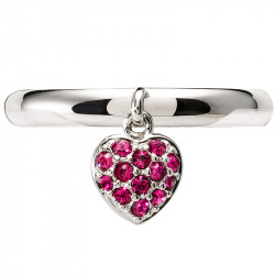 Amore baci srce srebrni prsten sa rozim swarovski kristalom 57 mm ( rg003.16 ) - Img 1