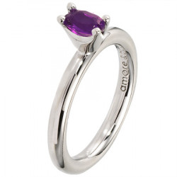 Amore baci srebrni prsten sa jednim ljubičastim swarovski kristalom 53 mm ( rg305.12 ) - Img 2