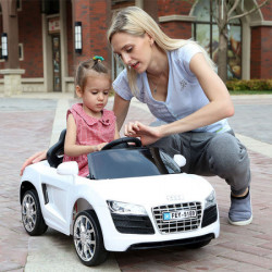 AUDI MIni automobil na akumulator za decu + funkcija ljuljanja - Beli - Img 3