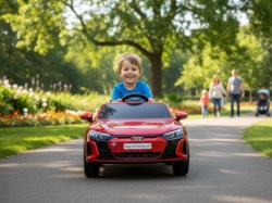 Audi RS E-Tron GT Licencirani Dečiji auto na akumulator sa kožnim sedištima i mekim gumama - Crveni