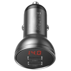 Baseus Auto punjač 2*Usb A 24W Digital Display crna ( 999905 )-1