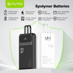 Bavin Power bank 20000mAh 22,5W  Type C & Ligtning  kabl crna ( 90313 )-6