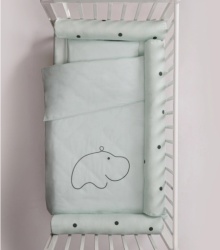 Bebi posteljina sa ogradicom od pamucnog satena ( 588-mint )