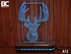 Black Cut 3D Lampa sa 9 različitih boja i daljinskim upravljačem - Jelen ( A12 ) - Img 5