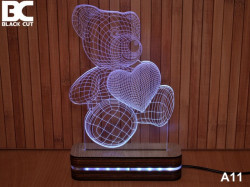 Black Cut 3D Lampa sa 9 različitih boja i daljinskim upravljačem - Meda ( A11 ) - Img 3