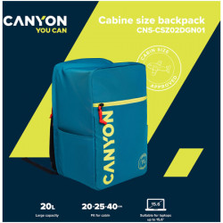 Canyon CSZ-02, cabin size backpack for 15.6 laptop, dark green ( CNS-CSZ02DGN01 ) - Img 4