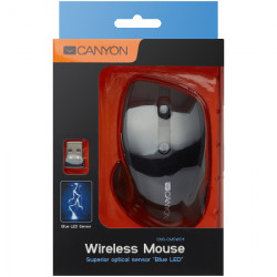 Canyon MW-01 2.4GHz wireless mouse with 6 buttons, optical tracking - blue LED, DPI 100012001600, Black pearl glossy, 113x71x39.5mm, 0.07kg - Img 2