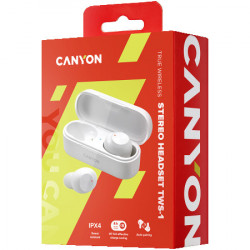Canyon TWS-1 headset, with microphone, BT V5.0, Bluetrum AB5376A2, battery EarBud 45mAh*2+Charging Case 300mAh, cable length 0.3m, 66*28*24 - Img 2
