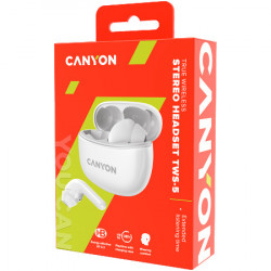 Canyon TWS-5 bluetooth headset, type-C, white ( CNS-TWS5W ) - Img 2