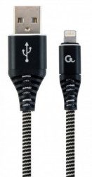 CC-USB2B-AMCM-1M-BW Gembird Premium cotton braided Type-C USB charging - data cable,1 m,black/white - Img 1