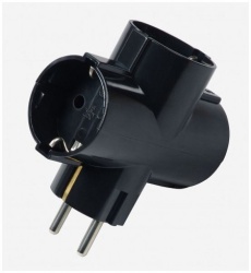 Commel trostruki t razdelnik 16a 250v crni ( c6338-4 )