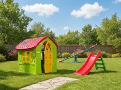 Dečiji komplet za dvorište ( SET 3 ) Kućica + Tobogan + Klackalica