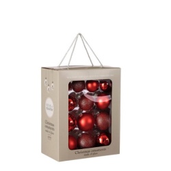 Dekordom novogodišnja dekoracija - hanging bauble glass set 26pcs 7cm 1143787 - red - edl ( 041297 )-1