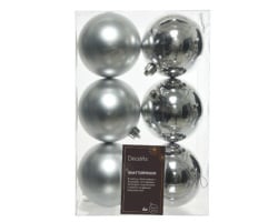 Dekordom novogodišnja dekoracija - hanging bauble set mix 6pcs 8cm 022051 - silver - kmg ( 043291 )