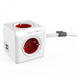 Designnest PowerCube Extender produžni kabl sa 4 utičnice, crveni ( 1402rd/deeupc )
