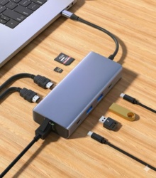 Fast Asia Adapter-konvertor TIP-C na 2xHDMI+2xUSB+2xTIP C+SD/Micro+RJ45 ( 853 )