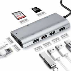 Fast Asia Adapter-konvertor TIP C na HDMI+3xUSB 3.0+SD/Micro SD+RJ45+TIP C ( 499 )