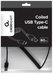 Gembird CC-USB2C-AMCM-0.6M spiralni USB 2.0 AM na USB-C kabl, 0.6m, black - Img 2