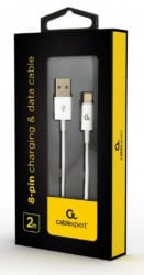 Gembird charging and data cable, 2m, white CC-USB2P-AMLM-2M-W 8-pin - Img 2