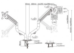 Gembird MA-DA2-02 podesivi dupli stoni drzac za monitor, tilt,17-27 max.2x8kg - Img 3