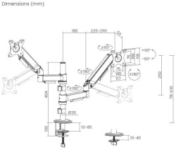 Gembird MA-DA2P-02 Podesivi dupli stoni drzac za monitor, tilt, 17-32 max.9kg