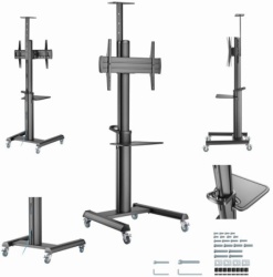 Gembird TVS-70T-02 Mobilni sto sa tockicima, 37-70, crne boje