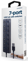 Gembird UHB-U3P1U2P6P-01 7-port USB hub (1xUSB 3.1 + 6xUSB 2.0) with switches, black - Img 4