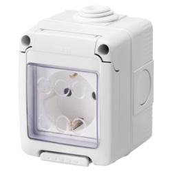 Gewiss System, šuko utičnica 2P+E 16A sa poklopcem, IP55, siva ( Gw27844 )
