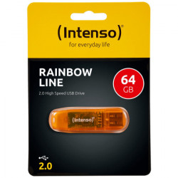 Intenso USB flash drive 64GB Hi-Speed USB 2.0, rainbow line, orange - USB2.0-64GB/rainbow - Img 1