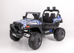 Jeep Brothers Sport na akumulator sa kožnim sedištem i mekim gumama - Plavi - Img 1