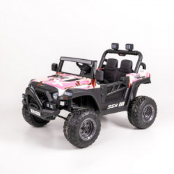 Jeep Brothers Sport na akumulator sa kožnim sedištem i mekim gumama - Pink - Img 1