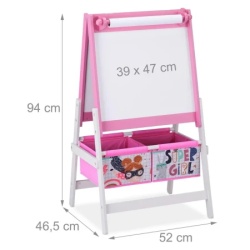 Kinder Home dvostrana dečija drvena tabla na stalku za pisanje i crtanje sa kutijom za odlaganje roze ( TF-6004 )-4