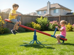 Klackalica 180x45x58 metalna konstrukcija i rotacija 360 - Plavo/crvena