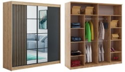 Klizni plakar Koko Hrast/Artisan sa ogledalom 2500x2150x580