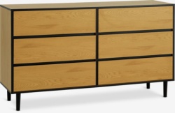 Komoda 3+3 fioke topao hrast/crna