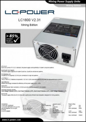 LC POWER Napajanje 1800W LC Power LC1800 ATX V2.31 Mining Edition - Img 2