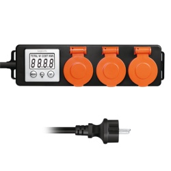 Logilink produžni kabl outdoor 3 mesta, LCD displej potrošnje, 1.4m, ip44, crna ( 6596 )