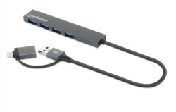 Manhattan 181006 4xUSB-A 3.2/5Gbps/Crni USB-C/USB-A HUB 4port -1