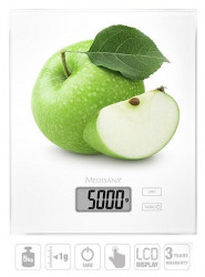 Medisana KS210 Digitalna staklena kuhinjska vaga - bela - print jabuka - Img 2