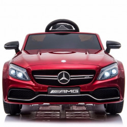Mercedes C63 AMG Licencirani auto za decu na akumulator sa kožnim sedištem i mekim gumama - Crveni - Img 2