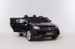 Mercedes GLS 63 AMG Crni Licencirani Dvosed za decu na akumulator sa kožnim sedištima i mekim gumama - Img 2
