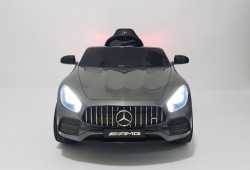 Mercedes GT AMG Licencirani auto na akumulator sa kožnim sedištem i mekim gumama - Sivi - Img 2