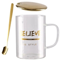 Moka glass šolja sa poklopcem staklena love zlatna ( 705264 )